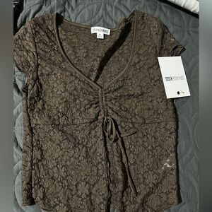 Orange Kiss Brown Lace Blouse